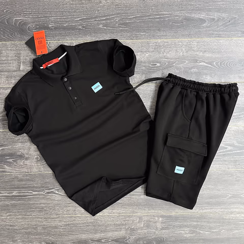 Hugo Boss Crna Majica Crni Šorc (Plavi znak)